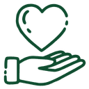 Icono de mano sosteniendo un corazón simbolizando previsión del futuro